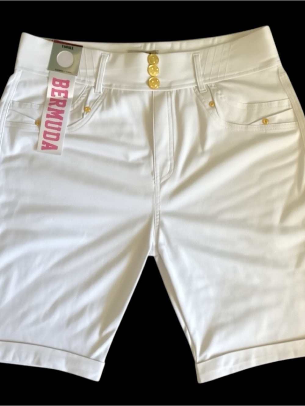 Thrill Plus Size White Bermuda Knee-Length Women's Shorts Stretch 3X - Picture 4 of 6